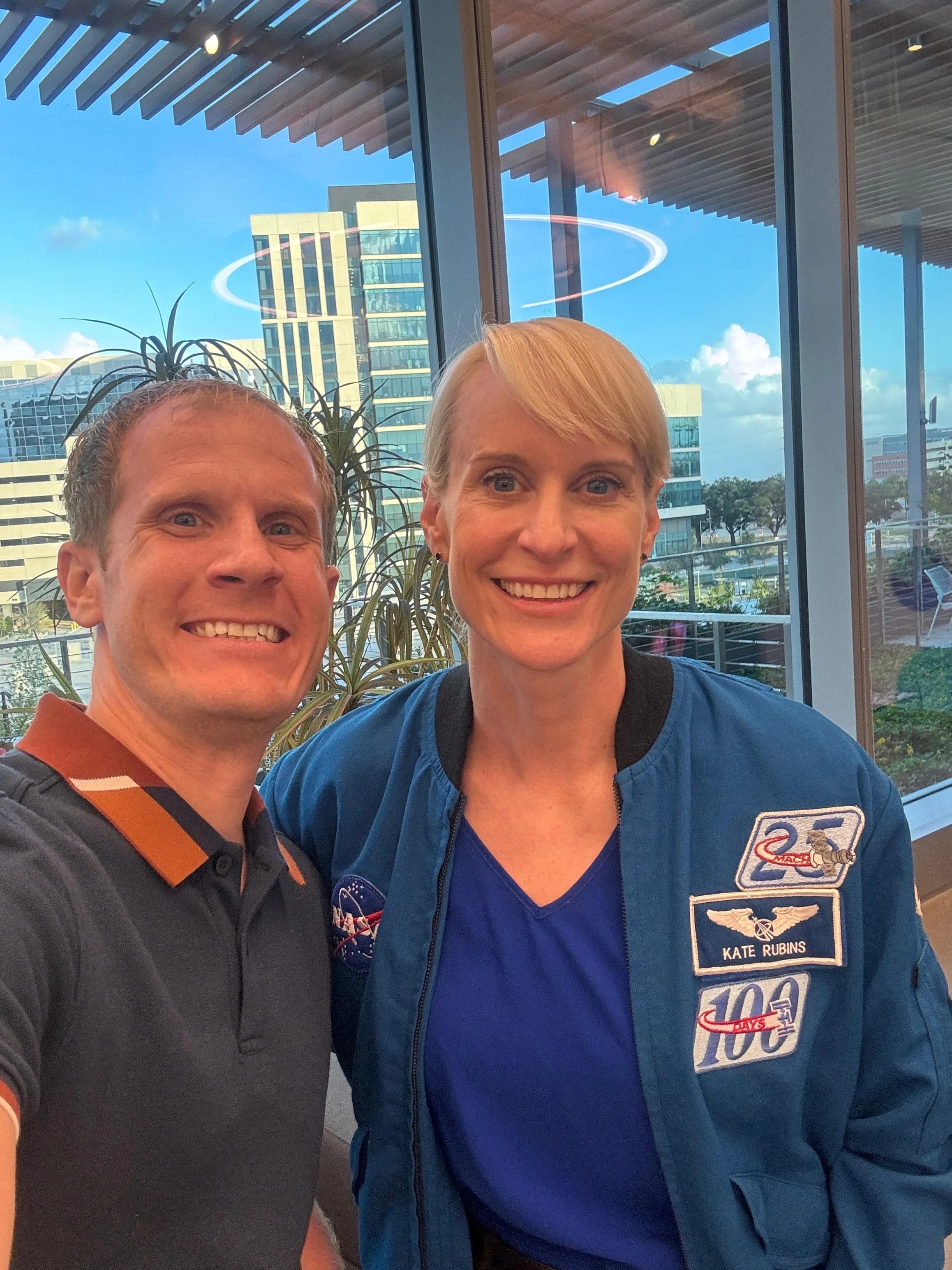 Andrew Johnson with NASA astronaut Kate Rubins